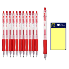 DONG-A Q-Knock 標準原子筆 0.5mm 12入 + Tucobi 黃色便利貼套組, 紅色, 1套