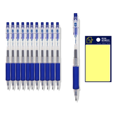 東亞 Q-Knock 標準原子筆 0.5mm 12入 + TOCOBEE 黃色便利貼組, 藍色, 1套