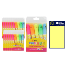 東亞 固體螢光筆 Jet Stick 5色 12入 + Tucoby 便利貼組, 混合色(Jet Stick), 黃色(Post-in), 1套