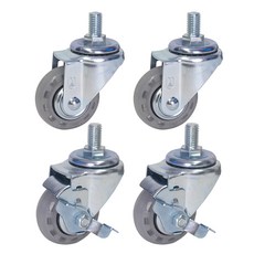 World Clean 靜音灰色螺栓旋轉型腳輪 2入+螺栓煞車型 2入, 1套