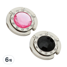 Herb Plus 水晶閃亮便攜式掛包鉤, 愛戀粉 + 時尚黑, 6個