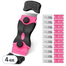 코지모먼트 2in1 다용도 스크래퍼 스티커 제거기 + 리필날 20p 핑크, 4세트