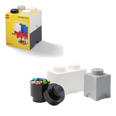 LEGO 樂高 綜合收納盒 Set 一格收納盒x2 + 二格收納盒x1 + 四格收納盒x1 聚丙烯(PP)材質, 25 x 25 x 33cm, 黑色 + 白色 + 灰色 + 深灰色, 1組