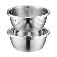 加厚加密孔瀝水籃/料理盆 6L, 銀色, 1組