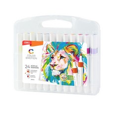 deLi 得力 多用途高級筆尖防水壓克力麥克筆, 24色, 1個