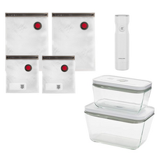 ZWILLING 雙人 FRESH & SAVE智能真空保鮮7件組, 2個容器 + 2個蓋子+ 1個真空抽氣棒+ 4個保鮮袋, 1組