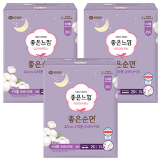 좋은느낌 좋은순면 생리대 패드형, 슈퍼롱, 20개입, 3개