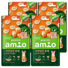 풀무원아미오 전연령 고양이 자연담은 퓨레 습식사료, 연어, 50g, 4개