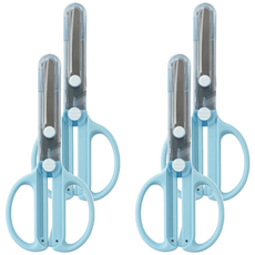 KUTSUWA 兒童安全剪刀附蓋 左手，不鏽鋼刀片，ABS手柄, 4支