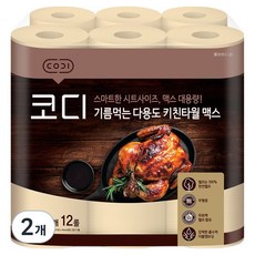 코디 기름먹는 천연펄프 다용도 키친타월 맥스 250p, 12롤, 2개