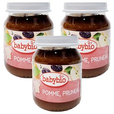 babybio 生機果泥 蘋果黑棗, 130g, 3罐