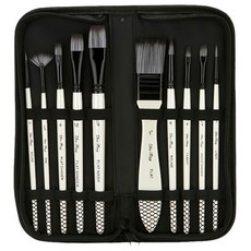 水彩筆刷 白柄灰頭款 10支組, 1套, 9.9 x 23.2 厘米