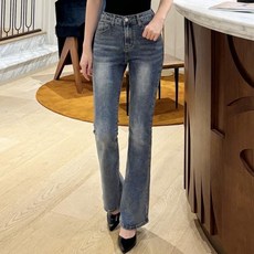 Invivid 女款 時尚隱藏式鬆緊帶彈性微喇叭可選褲長丹寧牛仔褲 短版 G09D17_ij5560