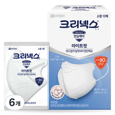 크리넥스 라이트핏 입체형 마스크 베이직 소형 KF80, 10개입, 6개, 흰색