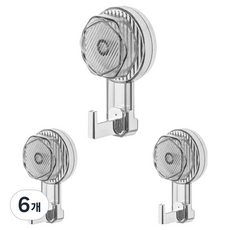 한봄누리 흡착식 욕실 다용도 벽걸이, 투명 그레이, 6개