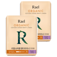 라엘 유기농 순면커버 팬티라이너, 슈퍼롱, 18개입, 2개