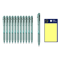 monAmi Flip 3 原子筆 0.7mm 12入 + Tucoby 便利貼套組, 鼠尾草綠(原子筆), 黃色(便利貼), 1套