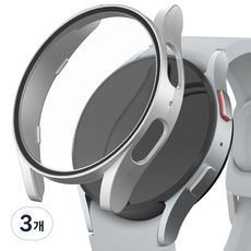 신지모루 풀커버 일체형 SF코팅 강화유리 액정보호 케이스, 실버, 3개