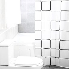 Saenghwalgongsik 半透明方格浴簾, 1組, 白色系