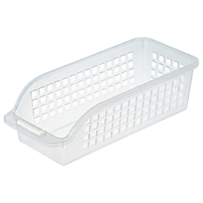 inomata冰箱冷藏庫斜口收納籃, 9 x 13.6 x 30cm, 透明色, 1個