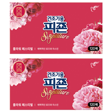 피죤 건조기용 시트 섬유유연제 시그니처 플라워페스티벌 본품, 120개입, 2개