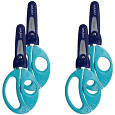 MILAN 小瓢蟲學童安全可攜式剪刀 含刀柄套, 藍色, 4支