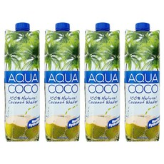 AQUA COCO 100%椰子水, 1L, 4瓶