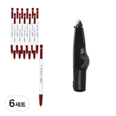 monAmi 153 Clip 原子筆 12p 0.7mm + 東亞PMS Plus 修正帶 WH-635, 原子筆(紅色), 修正帶(隨機出貨), 6套