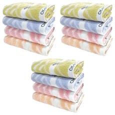 OK-PO-LO 好馬牌 銀離子浪紋毛巾 76 x 33cm, 粉色，淺黃色，淺藍色，淺綠色, 12條