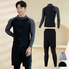 aquatica 男士拉鍊防磨衣 + 內搭褲短褲 + 彈性泳帽套組 AQAMAK-PL