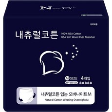 Natural Cotton 內褲型衛生棉 中, 夜用型, 4件, 1包