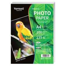 Tamsaa 高光澤相片沖印紙 照片列印紙 High Glossy 135g, 100個, A4