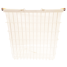 SHIMOYAMA 鐵藝帶櫸木提手髒衣籃, White