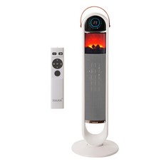 韓國 HAAN 遙控型壁爐擬真火焰石墨烯PTC暖風機, 白色, HAAN-P9000