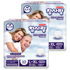 참사랑 실속 팬티형 성인 기저귀, 대형, 10매입, 2개