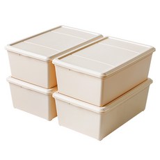 IRIS OHYAMA 愛麗思歐雅瑪 素色收納盒, 象牙白, 4個