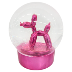 Balloon Dog Globe 閃光七彩氣球狗造型水晶球, 桃紅色
