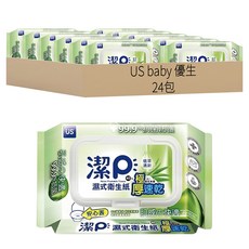 US baby 優生 潔P 濕式衛生紙 植萃清新, 1入, 24包