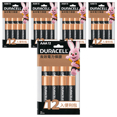 DURACELL 金頂 鹼性電池4號 便利包, 12顆, 5包