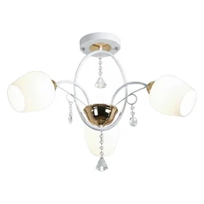 Honey Comb 鄉村風半吸頂三燈(bl51006)，1入，水晶裝飾，營造溫馨浪漫氛圍, 白色