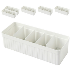 Jib-easy Kani Kani 襪子內衣分隔收納盒組, 6入, 白色