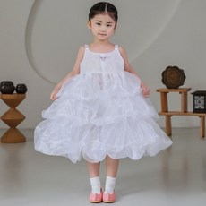 女童細肩帶3層蓬蓬連身裙