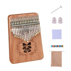 17音階原木卡林巴琴 鈴鐺雕刻 淺棕色, 1個