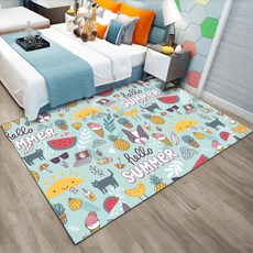 加大萬用卡通大地毯 水晶絨面料 安全防滑, 80 x 160cm, 樂活夏天, 1個