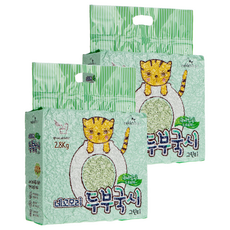 네꼬모리 응고형 두부국시 극세입자 고양이 모래, 2.8kg, 2개, 녹차