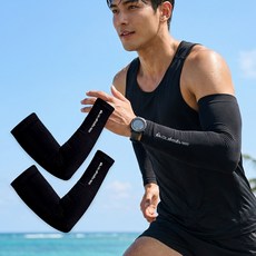 퀵실버 프리미엄 UV차단 스포츠 압박 슬림핏 레터링 팔토시 QU-SL03 2p, 블랙, 1개