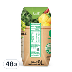 유니프 믹스 그린베지터블 주스, 200ml, 48개