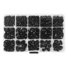 KHOHIMO 毛根娃娃材料套組 豆豆眼 螺絲型眼珠 鼻子 566p 4W193套組, 1個, 黑色