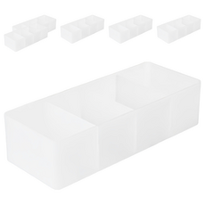 MAME 隔板多功能收納盒 大型, 白色半透明, 6個