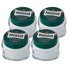 PRORASO 鬍前軟化膏 綠標 沁涼薄荷, 95%以上天然成分，100ml, 4罐